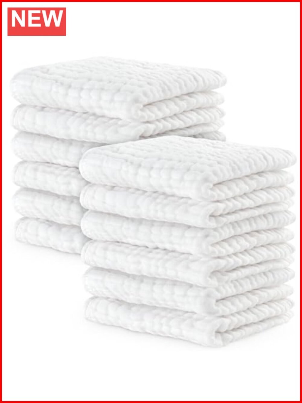 Muslin Baby Washcloths 10 Pack Soft Absorbent 10x10 Bath Cloths